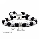 El Regalo OM Howlite Beads Rakhi for Brother Healing Yoga Beads Bracelets Rakhi with shagun, Rakhi Card in Gift Box (Black & White OM Rakhi)
