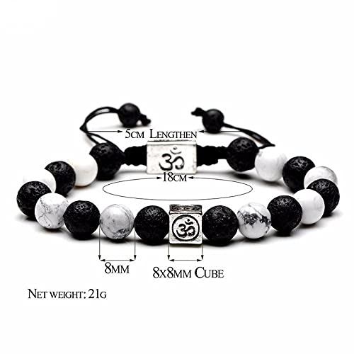 El Regalo OM Howlite Beads Rakhi for Brother Healing Yoga Beads Bracelets Rakhi with shagun, Rakhi Card in Gift Box (Black & White OM Rakhi)