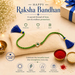 El Regalo Peacock Feather Rakhi for Brother, Traditional Mor Pankh Designer Thread Rakhi with Blue Tassels for Bhaiya