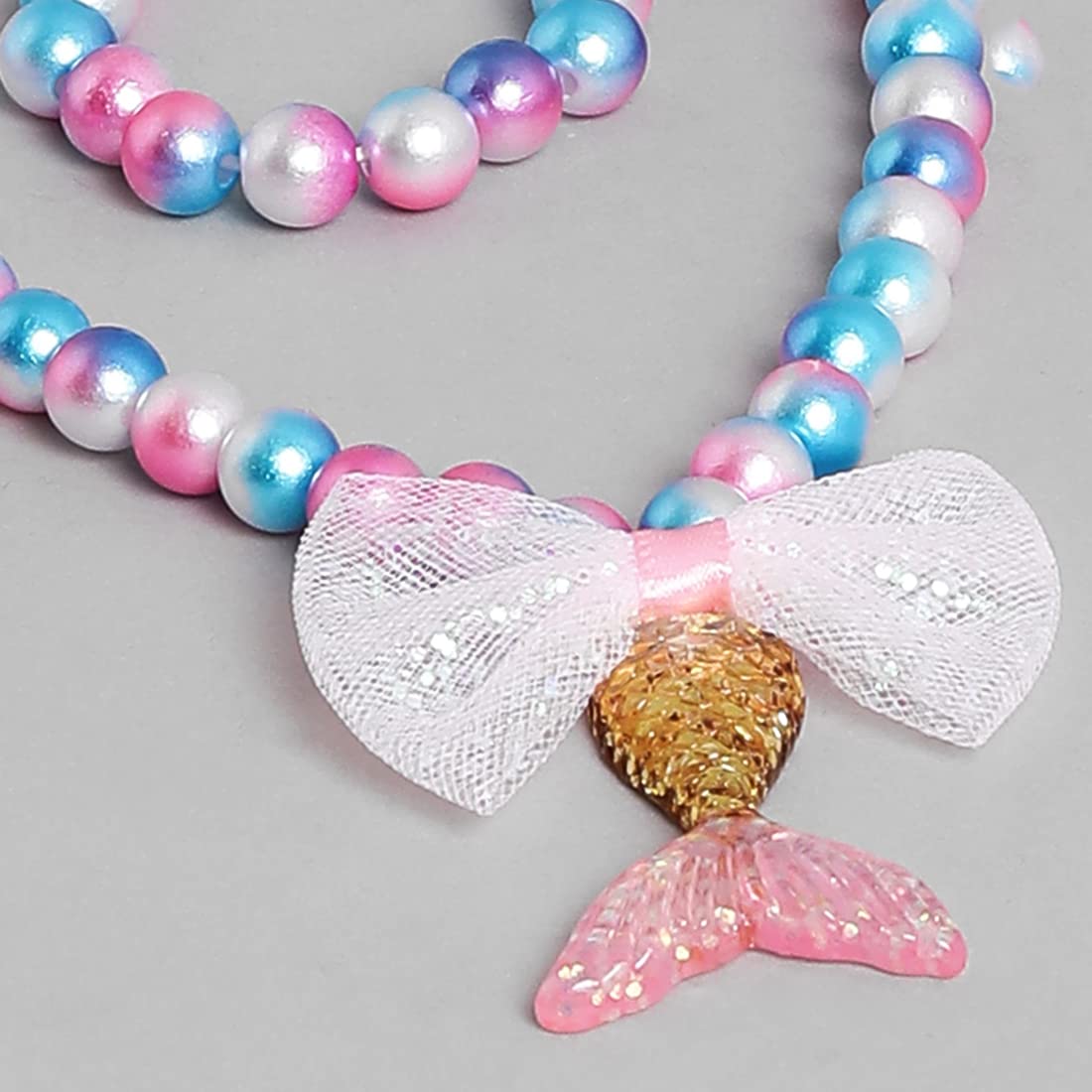 El Regalo 3 PCs Set of Mermaid Princess Girls Kids Necklace & Bracelet with Coin Pouch - Sequins Mermaid Tail Coin Purse Necklace Bracelet Gifts for Girls/Kids/Toddlers (Option-2)