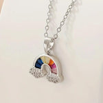 El Regalo Titanium Steel Cubic Zirconia Rainbow Necklace for Kids/Girls/Women- Anti Tarnish, Waterproof, Classy Rainbow Necklace- Gift for Girls