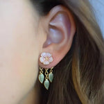 El Regalo Women's & Girl's Vintage European Style Flower Cherry Blossom Ear Jacket Earrings- Front Back Floral Dangle Leaves Stud Earrings