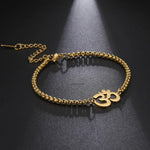 El Regalo 1 PC Stainless Steel OM/Aum Spritual Chain Bracelets for Boys/Men- Anti Tarnish/No Rust Spritual Meditaion Jewelry (Golden OM Bracelet)