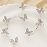 El Regalo 1 Pair CZ Butterfly Cuff Earrings for Non Pierced Ears- No Piercing Zircon Butterfly Wrap Crawler Ear Cuff Earrings For Women & Girls (Silver)