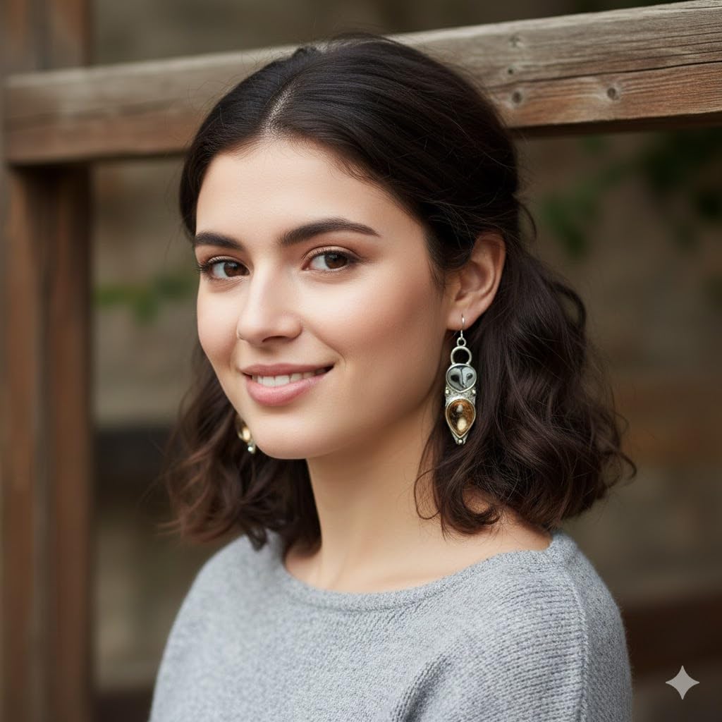 El Regalo Cute Vintage Owl Dangle Earrings for Women & Girls, Boho Ethnic Silver Tone Drop Earrings with Hook - Fashion Owl Jewellery Gift (Owl Style-2)