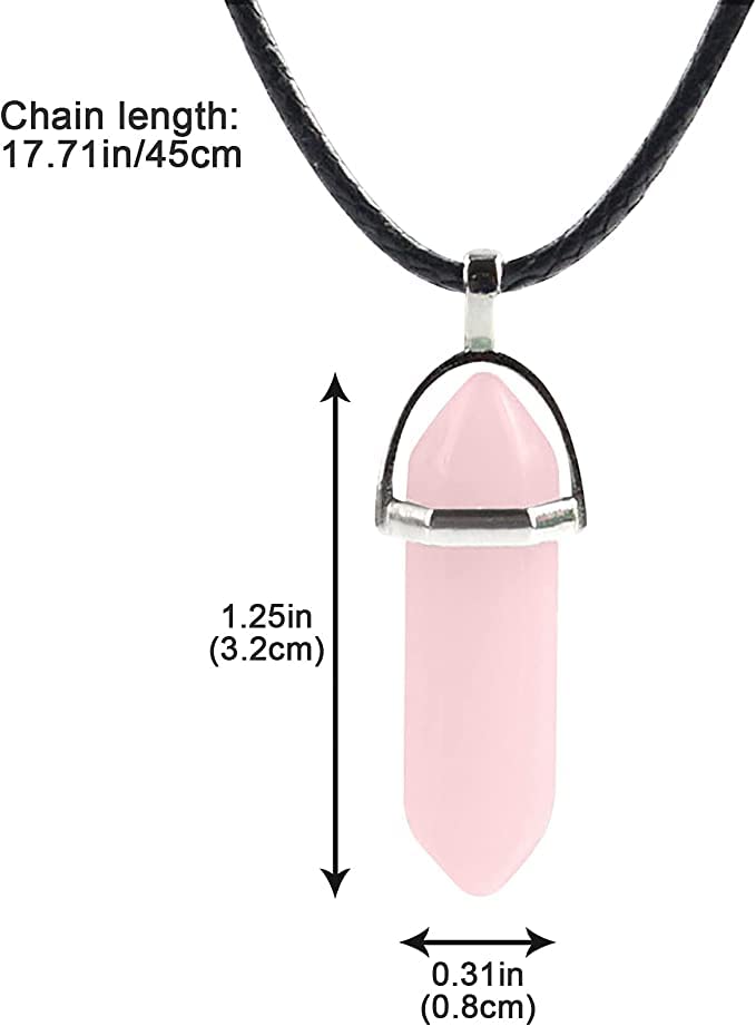 El Regalo 1 PC Hexagonal 6 Faces Healing Crystal Unisex Necklaces for Men/Women/Girls/Boys- Healing Stone Pendant Jewelry (Rose Quartz)