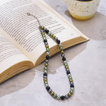 El Regalo Elegant Pearls Chain Necklace for Women/Girls- Stainless Steel Chain Necklace with Multi Green Pearls with Glass Finish for Women