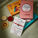 El Regalo 1 PC Zodiac Signs/Sun Signs Red Thread Bracelet Rakhi for Bhai/Brother/Niece or Nephew - Zodiac Sign Rakhi, Roli-Chawal Shagun, Rakhi Message Card in Rakhi Box (Pisces Rakhi)