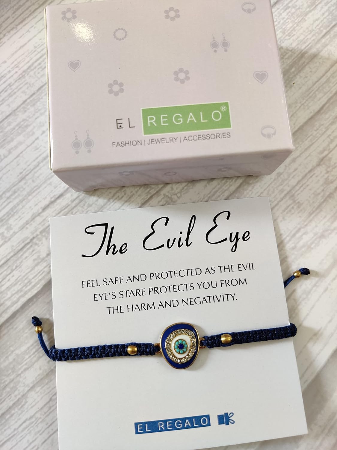 El Regalo 1 PC Evil Eye Bracelet - Designer Evil Eye Charms Handmade Unisex Adjustable Bracelets for All -Girls, Boys, Men & Women (Blue Rhinestone Evil Eye)