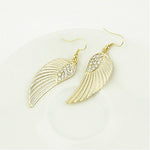 El Regalo Shimmering Feather/Angel Wings Earrings with Stones for Girls & Women (Golden)