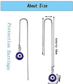 El Regalo 1 Pair Evil Eye Hamsa Hand Earrings - Small Dangle Hoop Earring Dainty Blue Evil Eye Small Simple Hypoallergenic Earrings for Girls & Women (Round Evil Eye Threader)