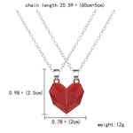 El Regalo Red Heart Magnetic Pendant Necklace for Unisex Adult (2 Pieces)