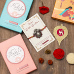 El Regalo 1PC Designer Peacock Red Golden Thread Rakhi for Brother- Antique Peacock Charm Rakhi with Roli Chawal, Rakhi Message Card in Rakhi Gift Box