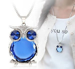 El Regalo Trendy & Long Owl Pendant Chain Necklace for Girls & Women | Owl Jewelry (Blue)