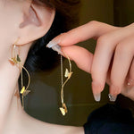 El Regalo Butterfly Threader Earrings- Needle Thread Butterfly Long Tassel Earrings for Girls & Women (Gold)