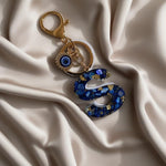 El Regalo Royal Blue Evil Eye Keychain Name Initial Letters- Alphabet Letter Keyring with Evil Eye Charm - Unisex Stylish Bag Charm, Keyring, Gift for Friends & Family (S Letter)