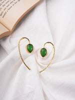 El Regalo Beautifully Handcrafted Gold Plated Brass Party Earrings- Trendy & Contemporary Stones Statement Earrings for Women (Green)