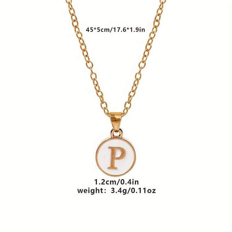 El Regalo Unisex Personalized Name Initial Letters Pendant Necklace-Enamelled Name Initials Pendant with Stainless Steel Chain (P)