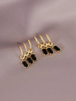 El Regalo Women's & Girl's Western Triple Ear Crawler Earrings- Triple Dangling Baguette Stone Earring- Exquisite Zircon Multilayer Earrings (Golden Black)