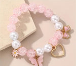 El Regalo 1PC Butterfly, Love Heart, Bow, Flower Charms Crystals Beads Bracelet for Girls - Fashion Bracelets for Girls/Women (Pink)