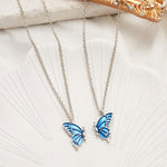 El Regalo 2 PCs Best Friend Butterfly Necklaces for Girls- Matching Butterfly Pendant Necklace Set BFF Friendship Necklace, Dainty Jewelry Gifts for Women Teen Girls (Blue BF Butterfly)