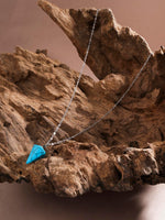 El Regalo 1PC Natural Stones Pointed Pendulum Unisex Pendant Necklace- Natural Healing Stones Peandant Chain Necklaces- Reiki healing/Feng shui (Blue Turquoise)