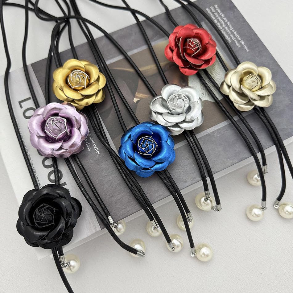 El Regalo 3 in 1 Adjustable Camellia Flower Choker Necklace cum Waist Body Chain for Girls & Women | Multi-Use Fashion Jewelry for Weddings, Parties & Holidays (Golden)