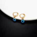 El Regalo 1 Pair Evil Eye Hoop Earrings - Small Dangle Hoop Earring Dainty Evil Eye Small Simple Hypoallergenic Earrings for Girls & Women (Blue Evil Eye)