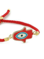 El Regalo Evil Eyes Hamsa Hand Adjustable Cord Unisex Bracelet for All- Unisex Lucky Hamsa Hand Evil Eye Bracelet for Kids/Girls/Boys/Men/Women (Red Hamsa Hand)