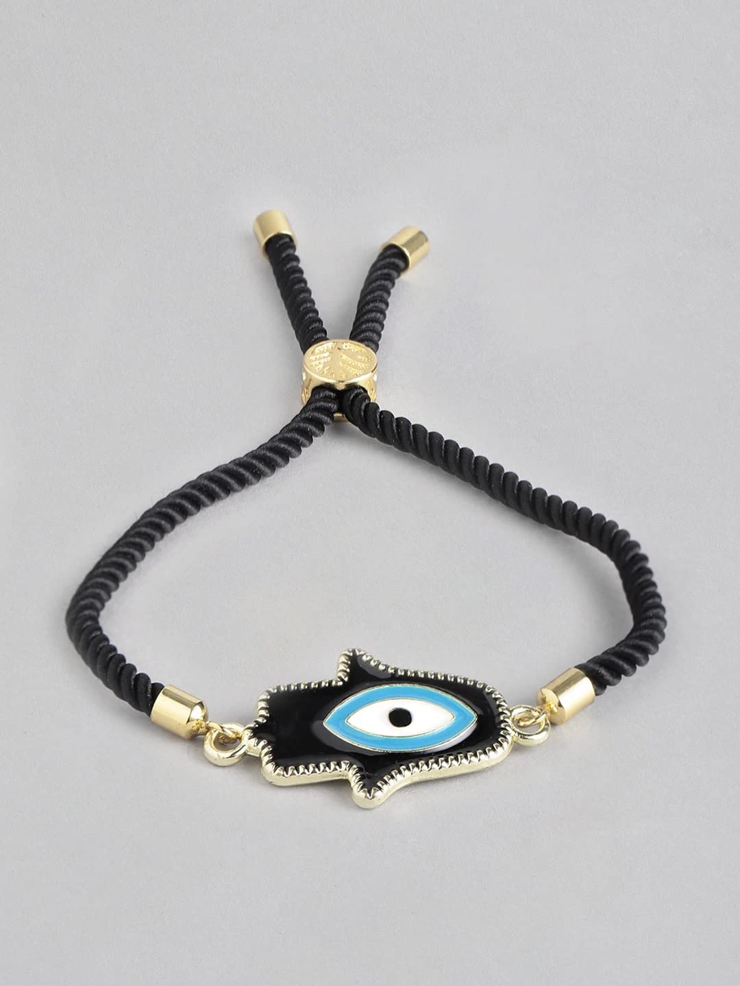 El Regalo Evil Eyes Hamsa Hand Adjustable Cord Unisex Bracelet for All- Unisex Lucky Hamsa Hand Evil Eye Bracelet for Kids/Girls/Boys/Men/Women (Black Hamsa Hand)