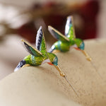 El Regalo Colorful Hummingbird Stud Earrings - Hand-Painted Enamel Bird Hoop Studs for Women & Girls | Elegant Nature-Inspired Fashion Jewelry