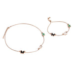 El Regalo 18K Gold Waterproof Vintage Enamel Butterflies Chain Necklace & Bracelet Set- Stainless Steel NO RUST/ANTI TARNISH Butterfly Jewelry Combo Set for Girls & Women