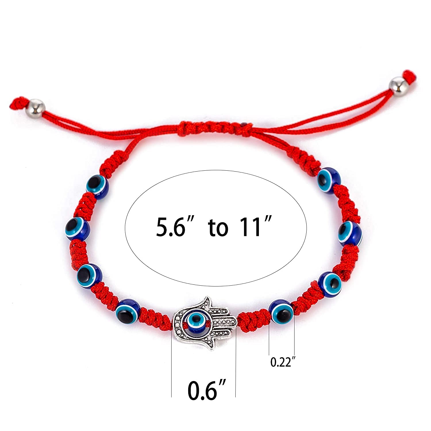 El Regalo Lucky Evil Eye Braided Adjustable Strand Macrame Bracelet for Unisex Adult