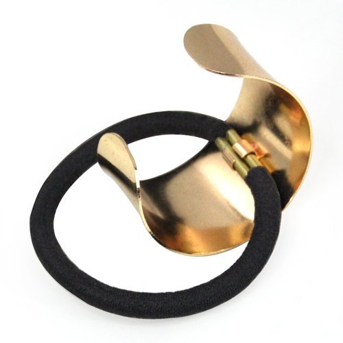 El Regalo Circle Cuff Elastic Ponytail Holders Hair Tie | Curved Cuff Semicircle Elastic Stretch Ponytail Holder Hair Rubber Band for Girls & Women (1 Golden)