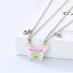 El Regalo Magnetic Butterfly BFF Necklaces for 2, Enamel Butterfly Friendship Magnetic Necklace for Teen Girls Women - Gift for Best Friends/Besties/Sisters (Multi Color Butterflies)