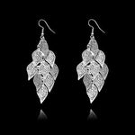 El Regalo 1 Pair Pretty Leaves Bunch Chandelier Earrings for Girls & Women- Boho Lightweight Hollow Filigree Leaves Drop Earrings (Silver)