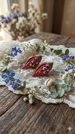 El Regalo Ethnic Hand-Painted Conch-Style Earrings for Women | Ethnic Boho Statement Earrings | Traditional Festival Earrings | Unique Handmade Drop Earrings (Red)