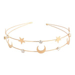 El Regalo Double Layer Retro Star Moon Pearl Rhinestone Hairband/Headband for Kids/Girls & Women - Wedding Fashion Hair Accessories