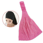 El Regalo Rhinestone Elastic Bandana Wide Sports Headband/Hair Band for Women & Girls (Pink)