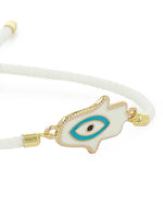 El Regalo Evil Eyes Hamsa Hand Adjustable Cord Unisex Bracelet for All- Unisex Lucky Hamsa Hand Evil Eye Bracelet for Kids/Girls/Boys/Men/Women (White Hamsa Hand)
