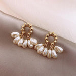 El Regalo Gold Beaded Pearl Hoop Earrings for Girls & Women - Elegant Cascading Teardrop Faux Pearl Drop Earrings - Boho Bridal Wedding Jewelry, Statement Dangle Hoops for Bridesmaids, Anniversary & Prom Gift