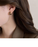 El Regalo 3 Pairs Fashion Maillard Drip Glaze Half Hoop Stud Earrings Combo for Girls & Women - Elegant Gold Plated Modern Enamel Small Hoop Earrings Set (Beige Brown Tones)