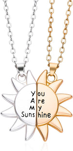 El Regalo 2Pcs/Set You are My Sunshine Yin Yang Magnet Couples Necklace: Sun Pendant Necklaces for best Friend, Besties, Couple, Boyfriend, Girlfriend | Valentines Day Gift (Golden & Silver)