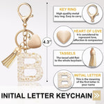 El Regalo Name Initials Letter Heart Charm Keychain - Personalized Resin Initial Keyring with Tassel, Cute & Durable Backpack Charm for Women & Girls (B Letter)