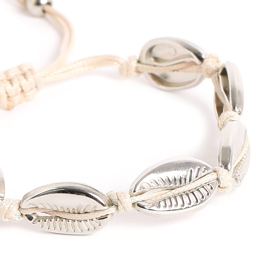 El Regalo 1 PC Metal Cowrie Shell Anklet/Bracelet for Girls & Women- Bohemian Adjustable Anklet/Bracelet Hand-woven for Girl Women (Style-2)