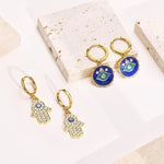 El Regalo 2 Pairs Evil Eye Hamsa Hand CZ Earrings for Girls/Women - Micro-inlaid Cubic Zirconia Evil Eye & Hamsa Hand of Fatima Earrings, Fashion Dangle Drop Earrings