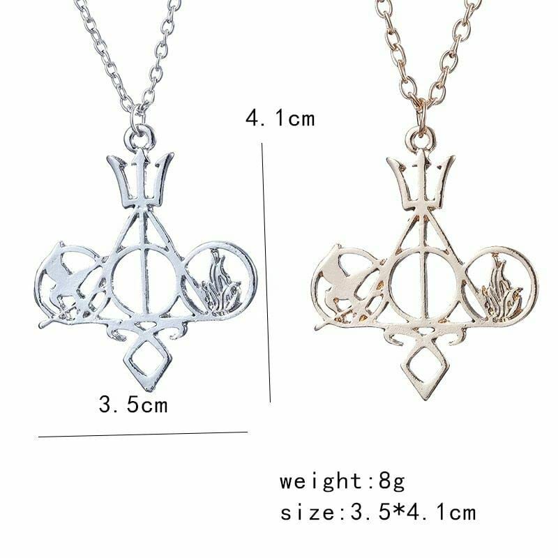 El Regalo Hungr Games The Mortal Instruments City of Bones Divergent Percy Jackson necklace for Girls & Boys (Silver & Gold)