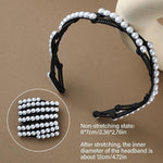 El Regalo Stretchable Foldable Pearl Headband for Women & Girls - Elegant Anti-Slip Hairband for Long & Short Hair, Portable Retractable Hair Accessory for Travel & Everyday Wear (Black, One Size)