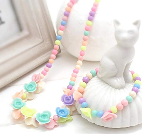 El Regalo Girls' Necklace & Bracelet Jewelry Set For Kids & Baby Girls | Safe & Soft for Skin (Flowers)
