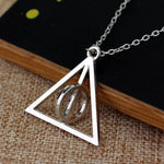 El Regalo Deathly Hallows Rotatable Triangle Pendant Necklace for Girls/Boys- Harry's Iconic Time Necklace Replica for Potterheads